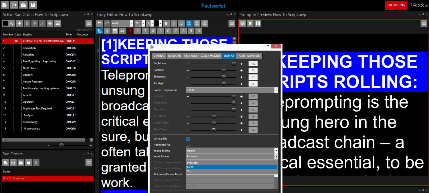 Autoscript WinPlus-IP delivers new levels of Prompter Control and Workflow Efficiency